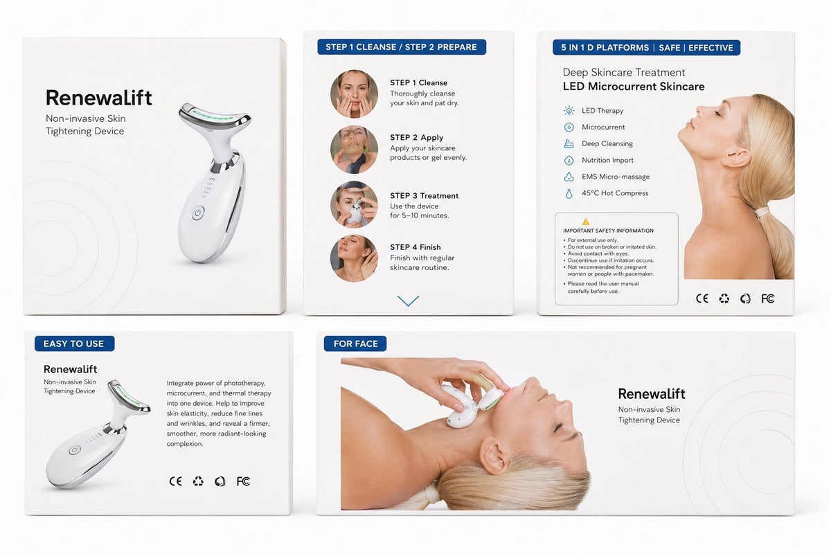 Microcurrent & LED Light Therapy Skin Care Device Bundle with Free Serum Gifts