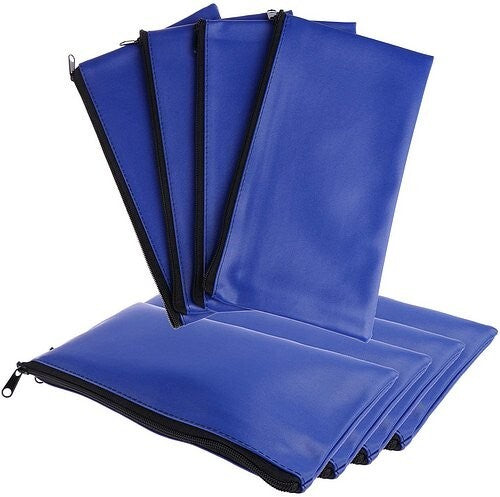 10 Pack Blue Bank Deposit Bags 11x6 Inch Water-Resistant Cash & Receipt Pouches
