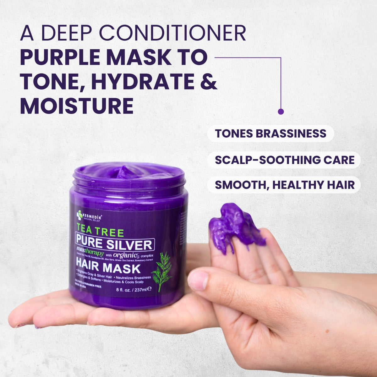 Purple Hair Mask Toner with Tea Tree & Argan Oil for Blond & Gray Hair