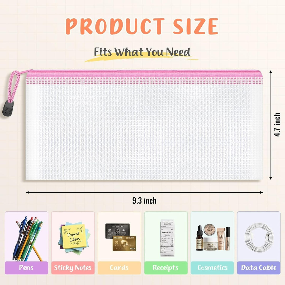Waterproof PVC Pencil Bag Set - 12 Color-Coded A6 Organizer Pouches