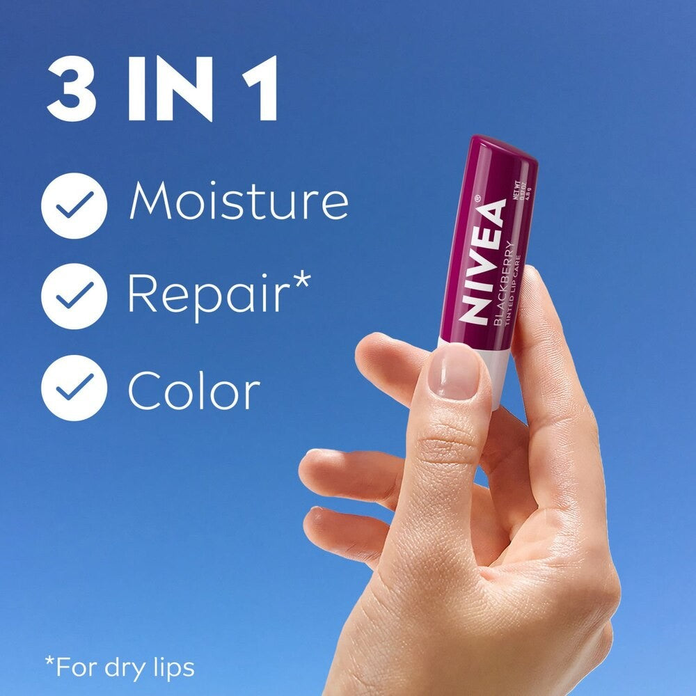 Nivea Tinted Lip Balm Set Blackberry with Shea Butter - 4 Pack