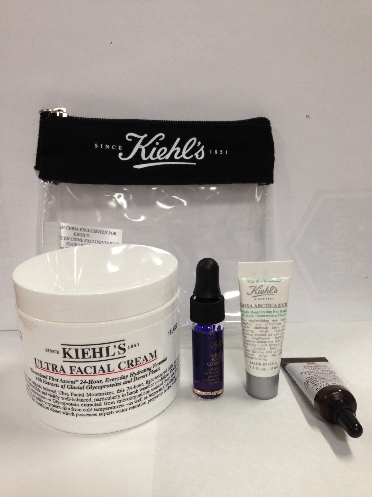 Kiehl's Skincare Set with Facial Cream, Cleanser & Serums – Large & Travel Sizes