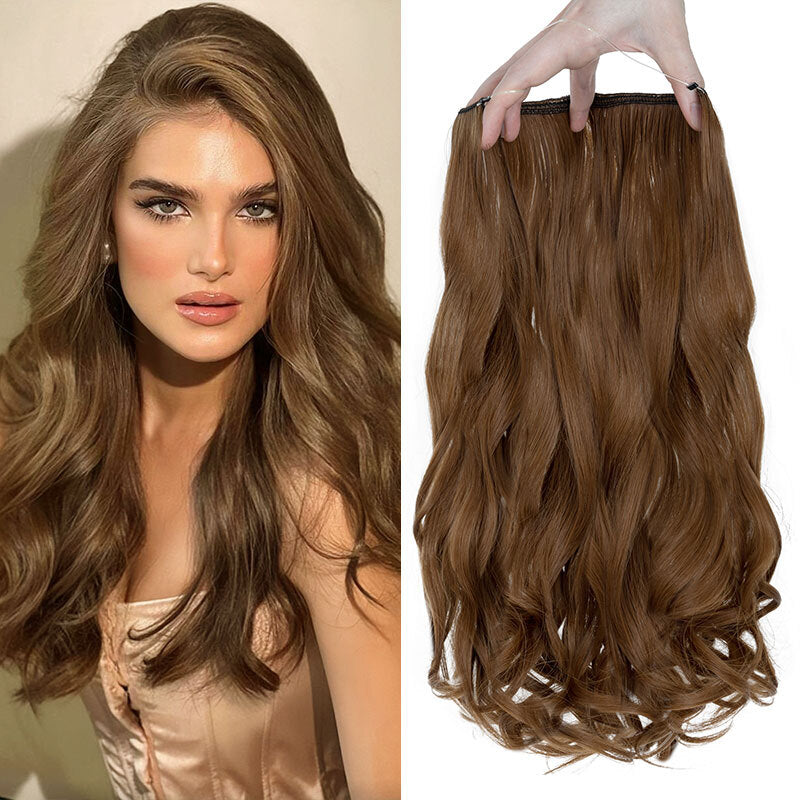 Invisible Wire Hair Extensions - Natural Synthetic Length & Body Wavy or Straight