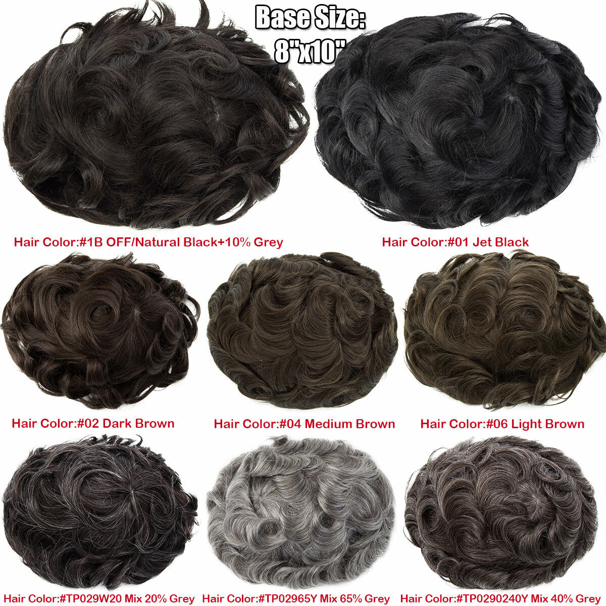 Men's Hair Replacement System Toupee with Skin-Like PU Base - Human Hair