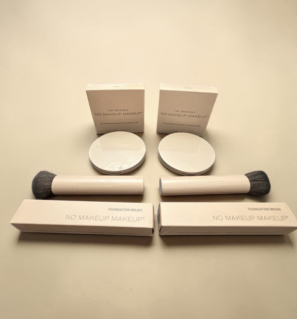 Buildable Cream Foundation Set with 2 Compact & 2 Brush Duo - Natural Shade