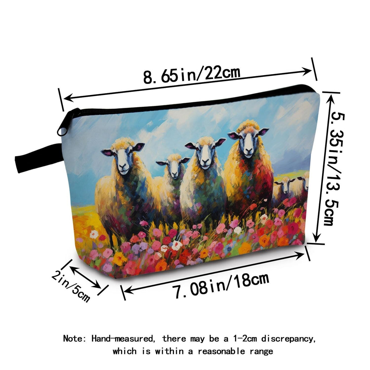 Sheep Print Makeup Bag for Women Travel Cosmetic Organizer Small Zipper Pouch