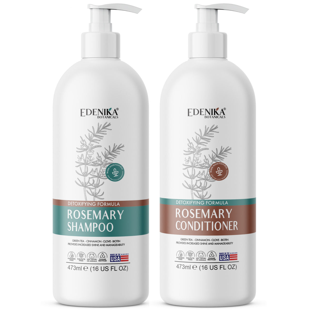 Detoxifying Rosemary Shampoo & Nourishing Conditioner Set - Organic Hair Care
