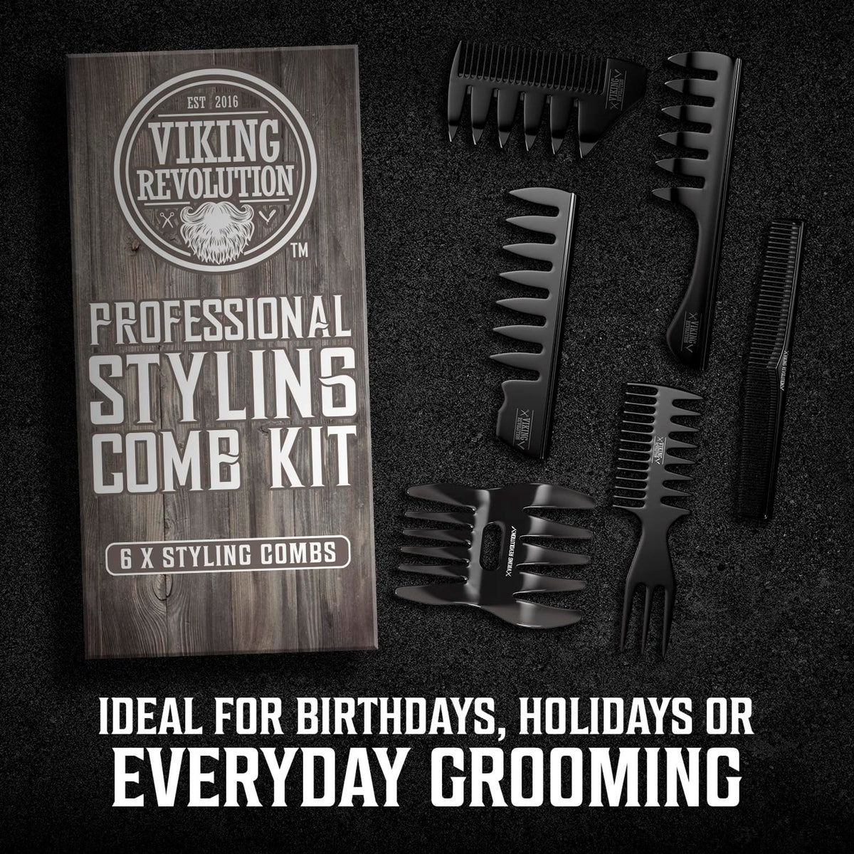 Professional Hair Styling Combs Set for Men - 6 Durable Anti-Static Grooming Tools