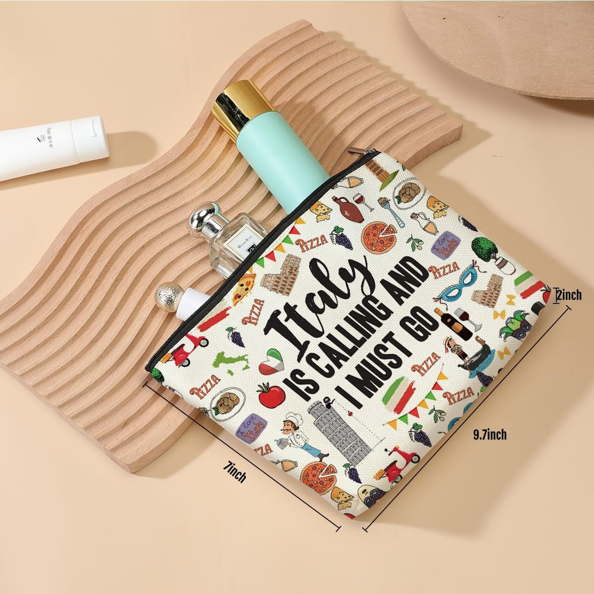 Italy Travel Cosmetic Bag - Gift for Italy Lovers & Women