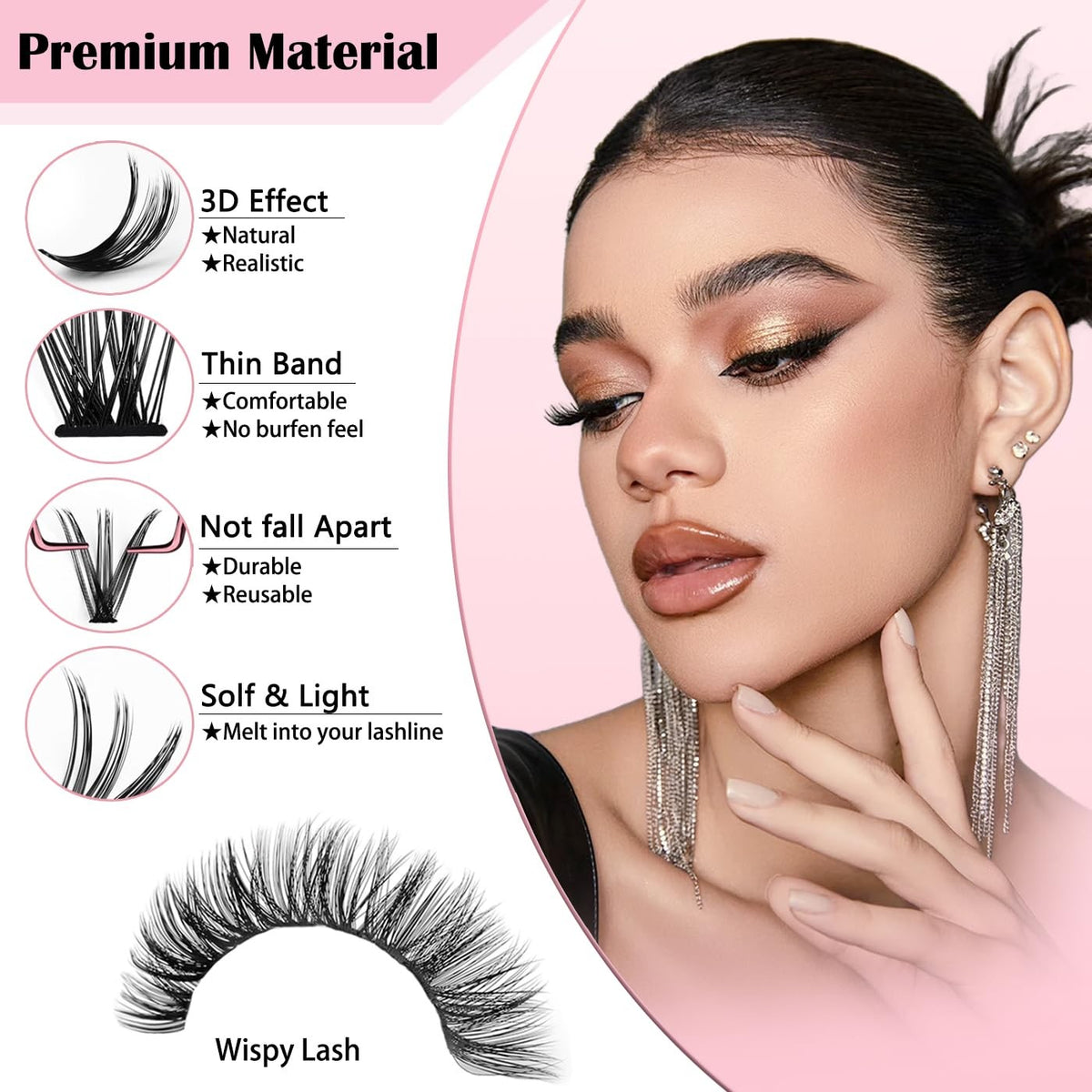 DIY Eyelash Clusters Kit 800pcs with Bond, Seal, Tweezers & Remover