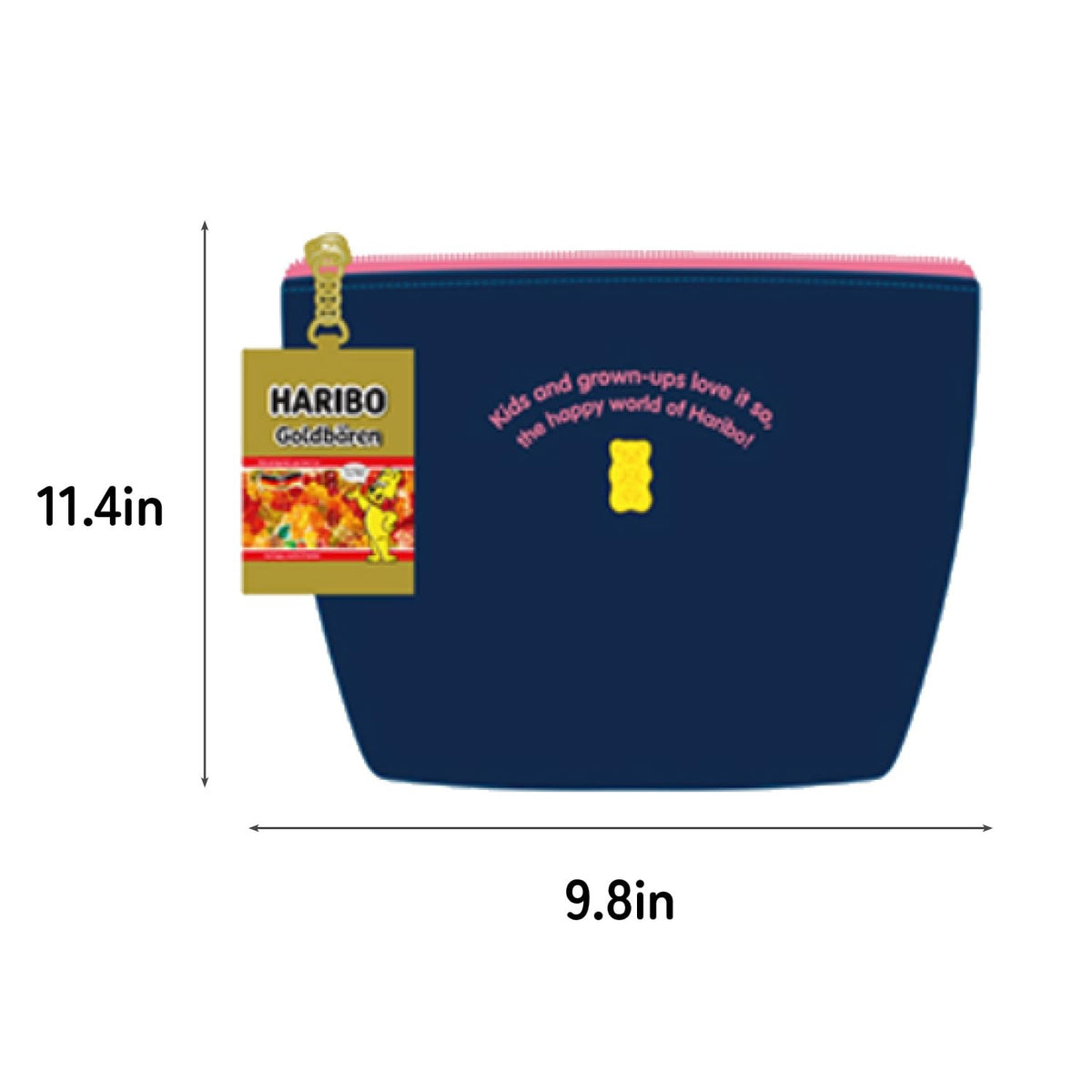 Cute Haribo Gummy Bear Zipper Pouch - Portable Cotton & Polyester Bag for Makeup and Small Items