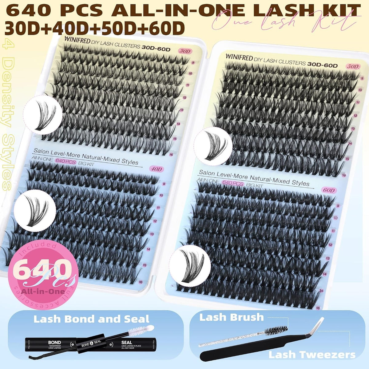 Lash Clusters Kit 640PCS DIY Individual Wispy Fluffy Lash Extensions