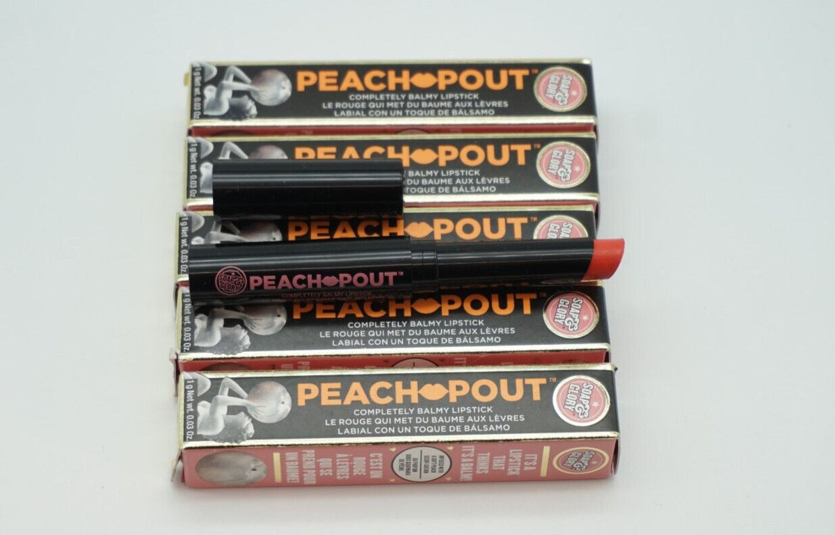 (LOT OF 5) Peach Pout Lipstick Balm - 0.03 oz, Natural Lip Color, Freedom of Peach