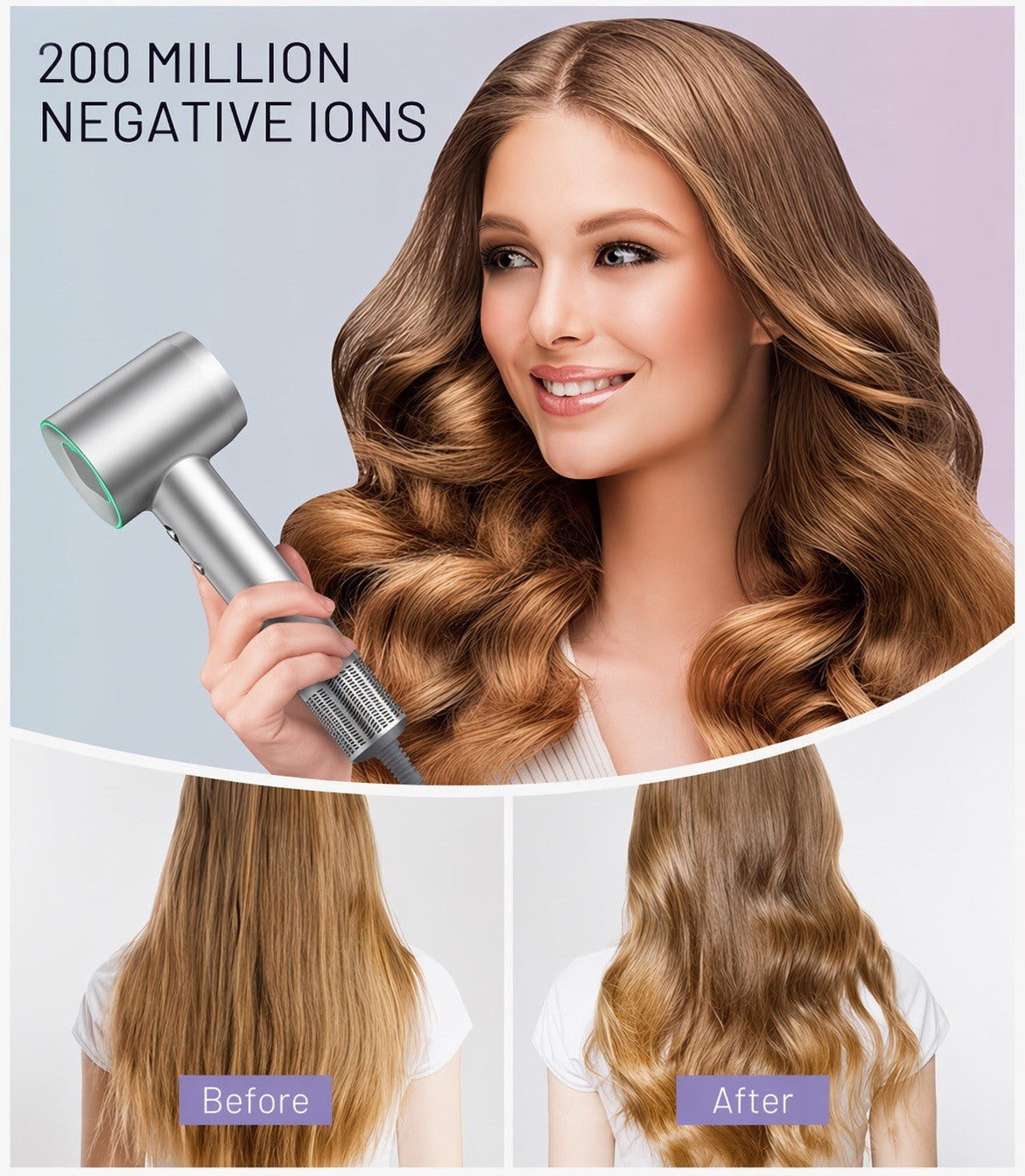 High-Speed Ionic Hair Dryer with Magnetic Nozzles - Professional 110,000 RPM