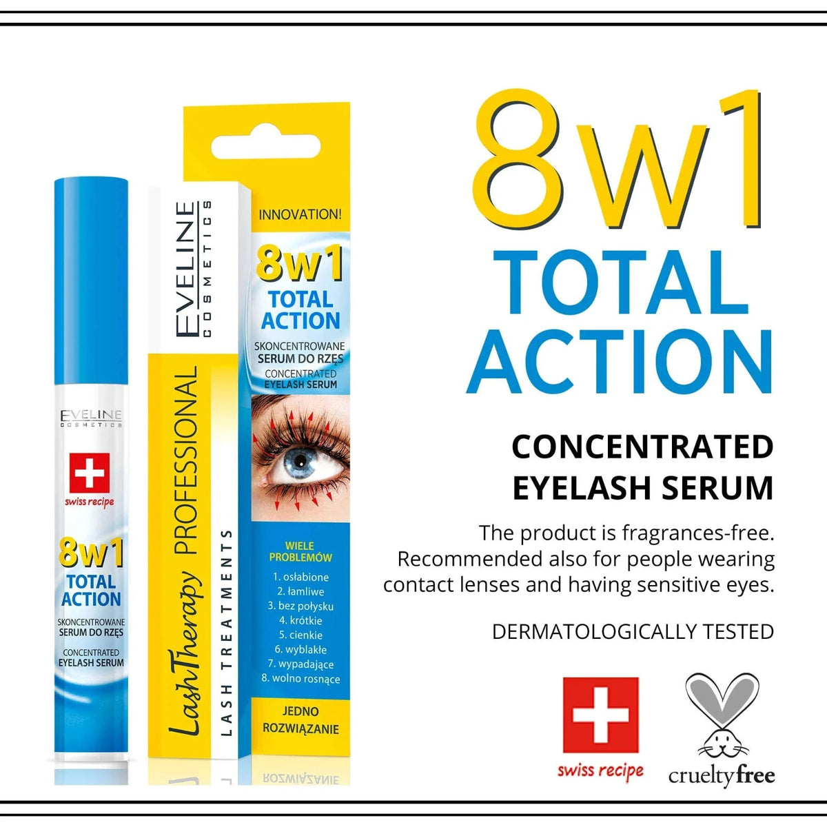 Lash Growth Serum with Argan Oil & Hyaluronic Acid - 8-in-1 Eyelash Enhancer