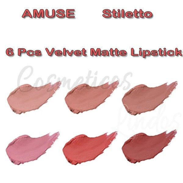 Long Lasting Matte Lipstick Set - 6 Velvet Stiletto Lip Colors