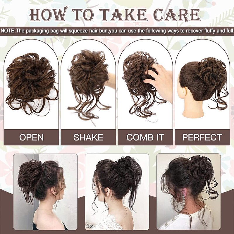Messy Bun Claw Hair Clip Extensions - Curly Thick Updo Accessory