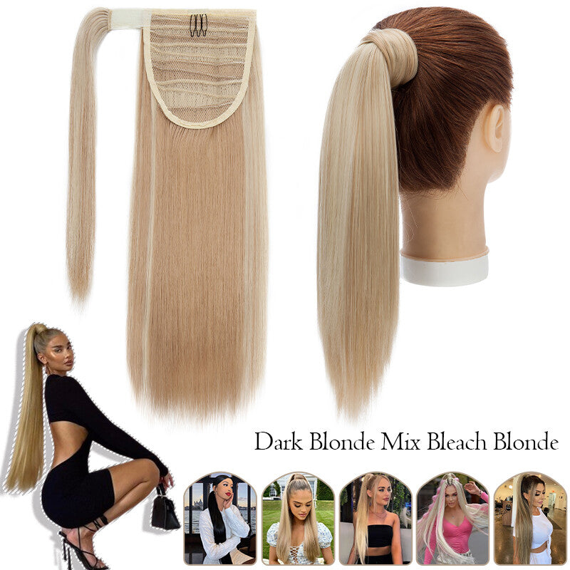 Mega Thick Wrap-On Ponytail Extensions - Natural Human Hair, Curly Wavy Straight