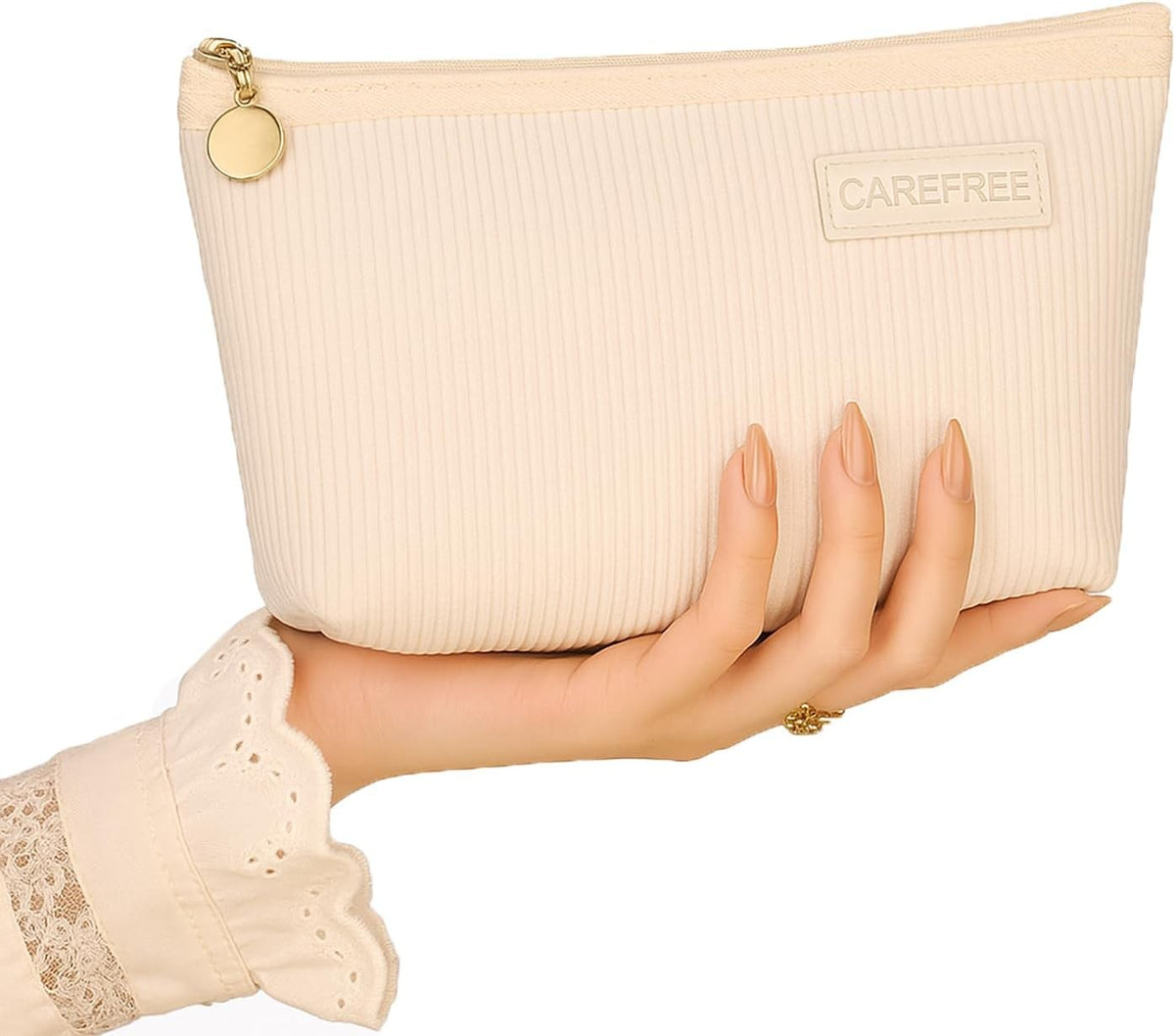 White Travel Makeup Bag Cosmetic Organizer Toiletry Pouch 19.5x11x6.5cm