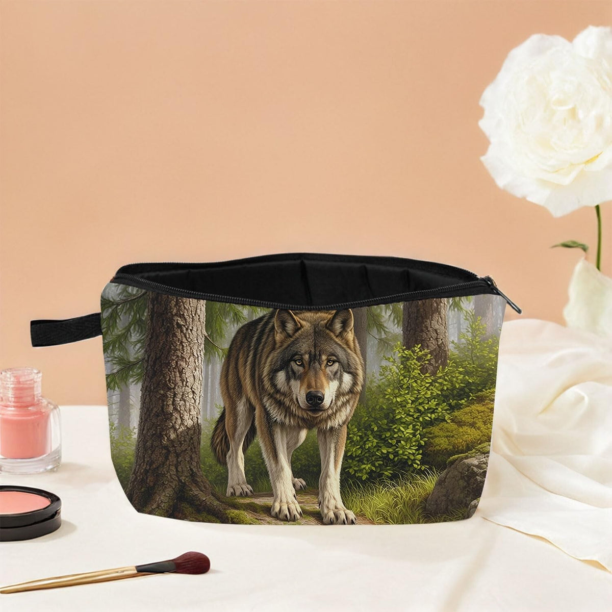 Wolf Makeup Bag Travel Cosmetic Pouch Portable Toiletry Organizer