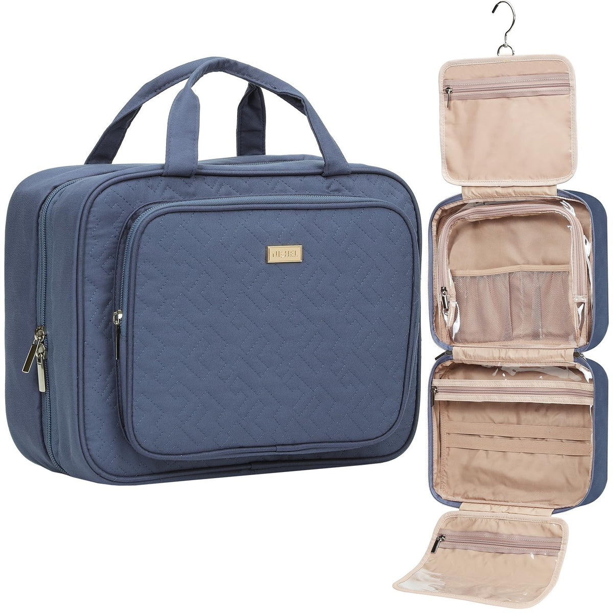 Large Travel Toiletry Bag for Women - Hanging Makeup Organizer, Spacious Cosmetic Case, Blue