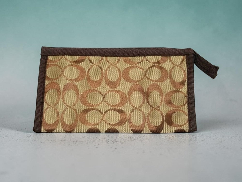 7x4 Inch Light Brown Infinity Pattern Zipper Cosmetic Pouch Bag