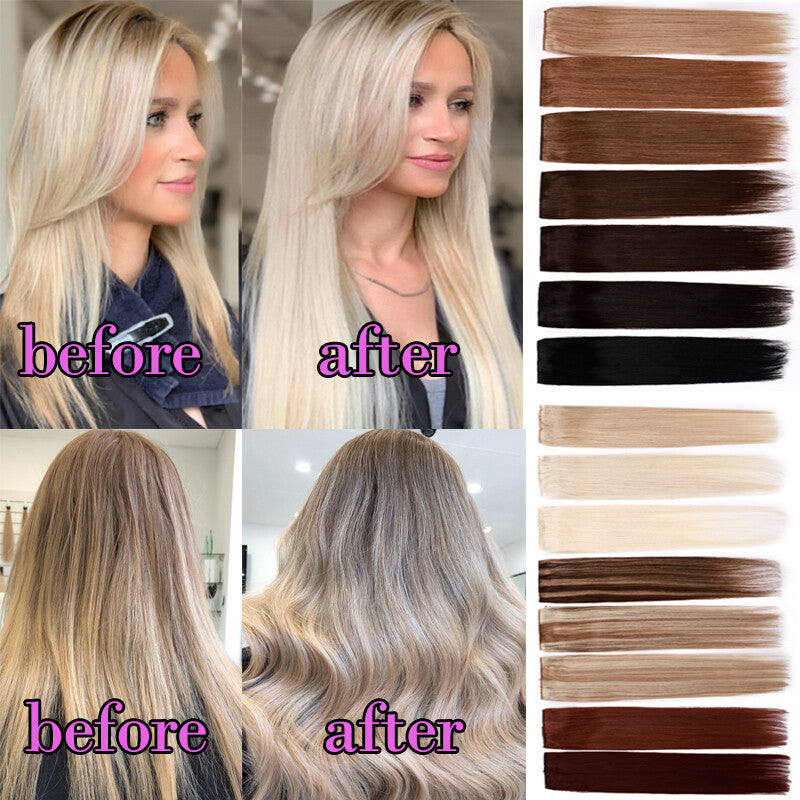 Clip-In Human Hair Extensions Thick & Full Head - Straight or Wavy