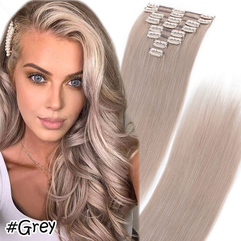 Clip-In Human Hair Extensions Full Head 8-24 Inch Natural Remy Hair