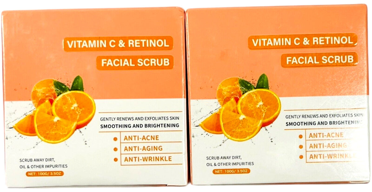 Vitamin C & Retinol Facial Scrub - Renews Exfoliates Skin EX 03/27