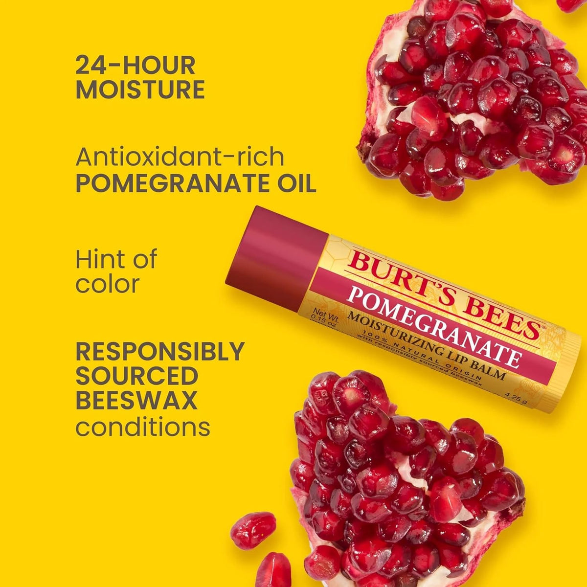 Burt's Bees Pomegranate Lip Balm Set - 2 Tubes, Natural Moisturizer