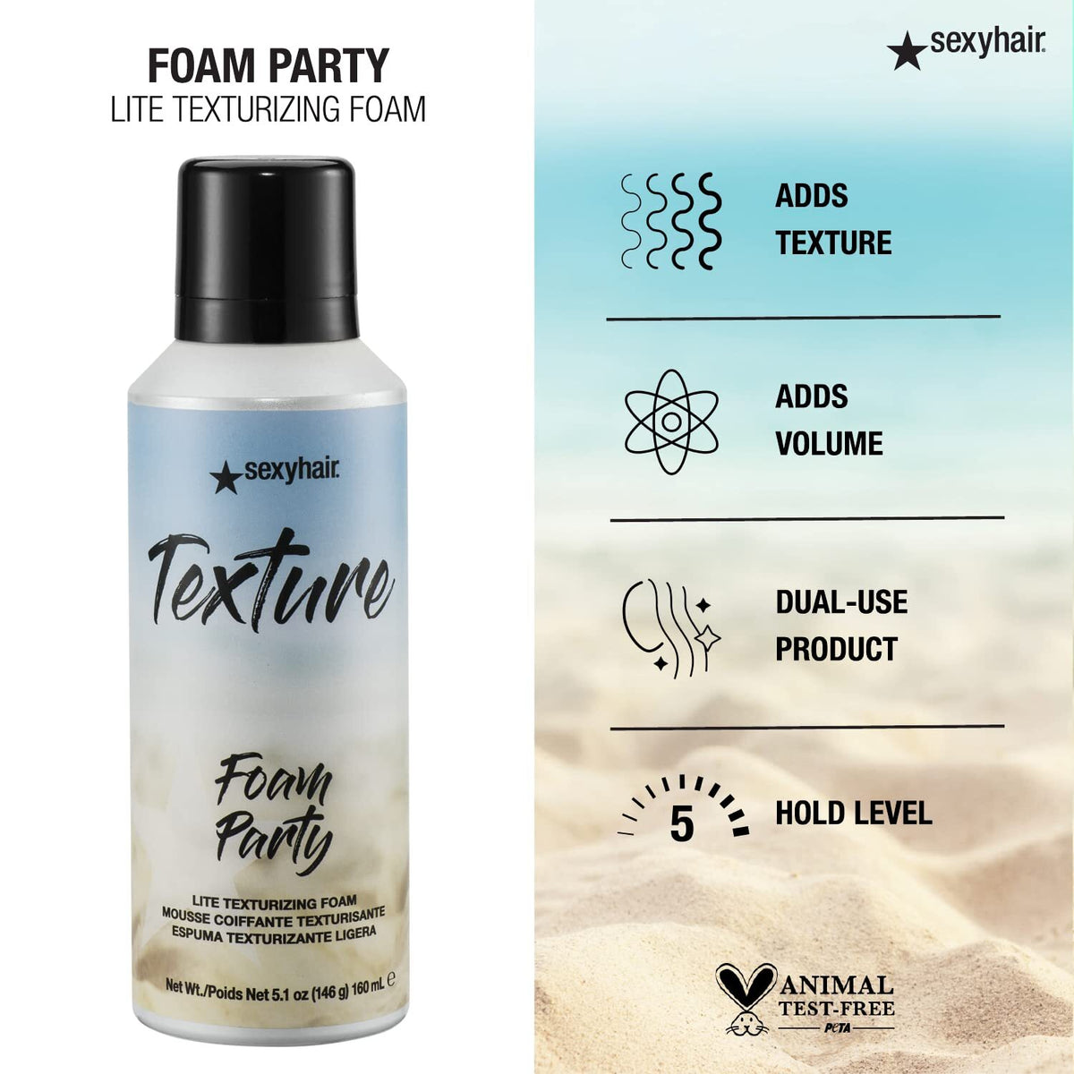 Texturizing Foam for Hair - Light Hold & Shine, 5.1 Oz