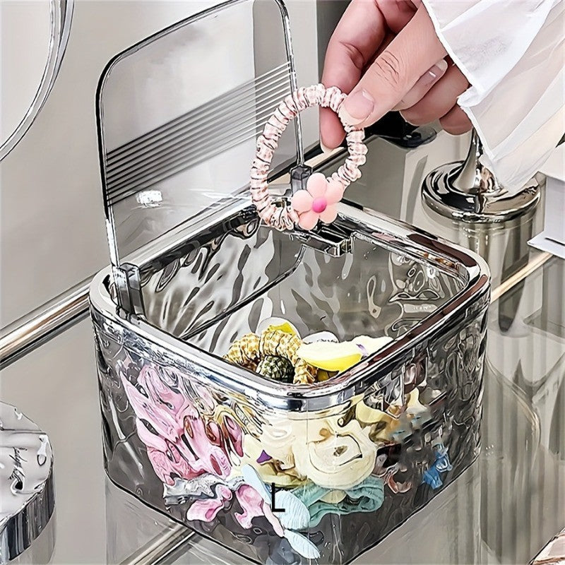 Acrylic Jewelry & Hair Tie Organizer Box - Dustproof Storage Container