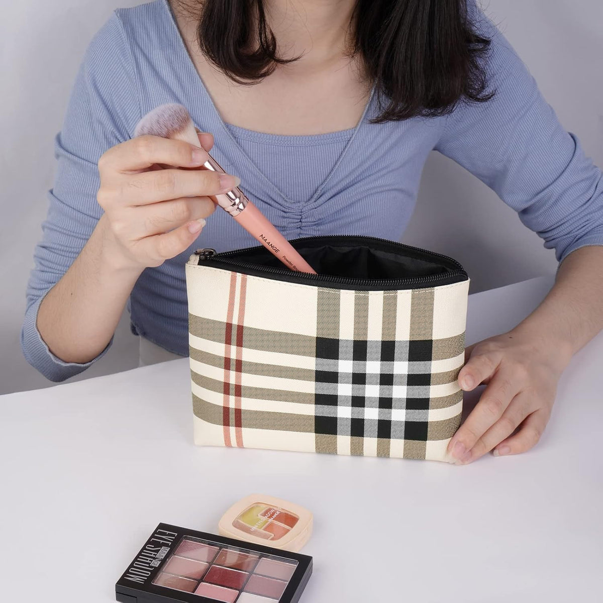 Small Makeup Bag for Travel and Purse - PU Leather Cosmetic Organizer