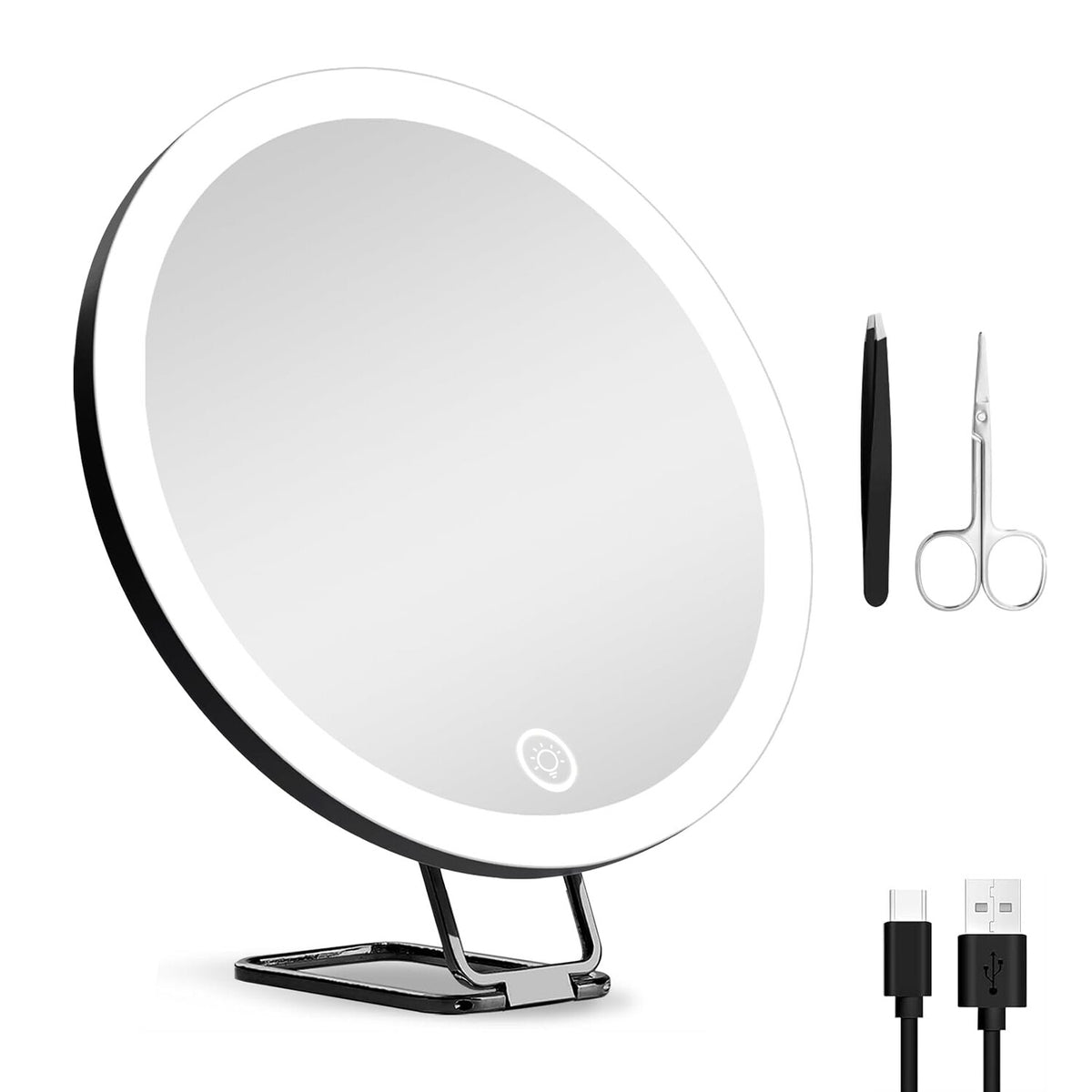 30X Magnifying LED Makeup Mirror with Dimmable Lighting - Rechargeable Portable