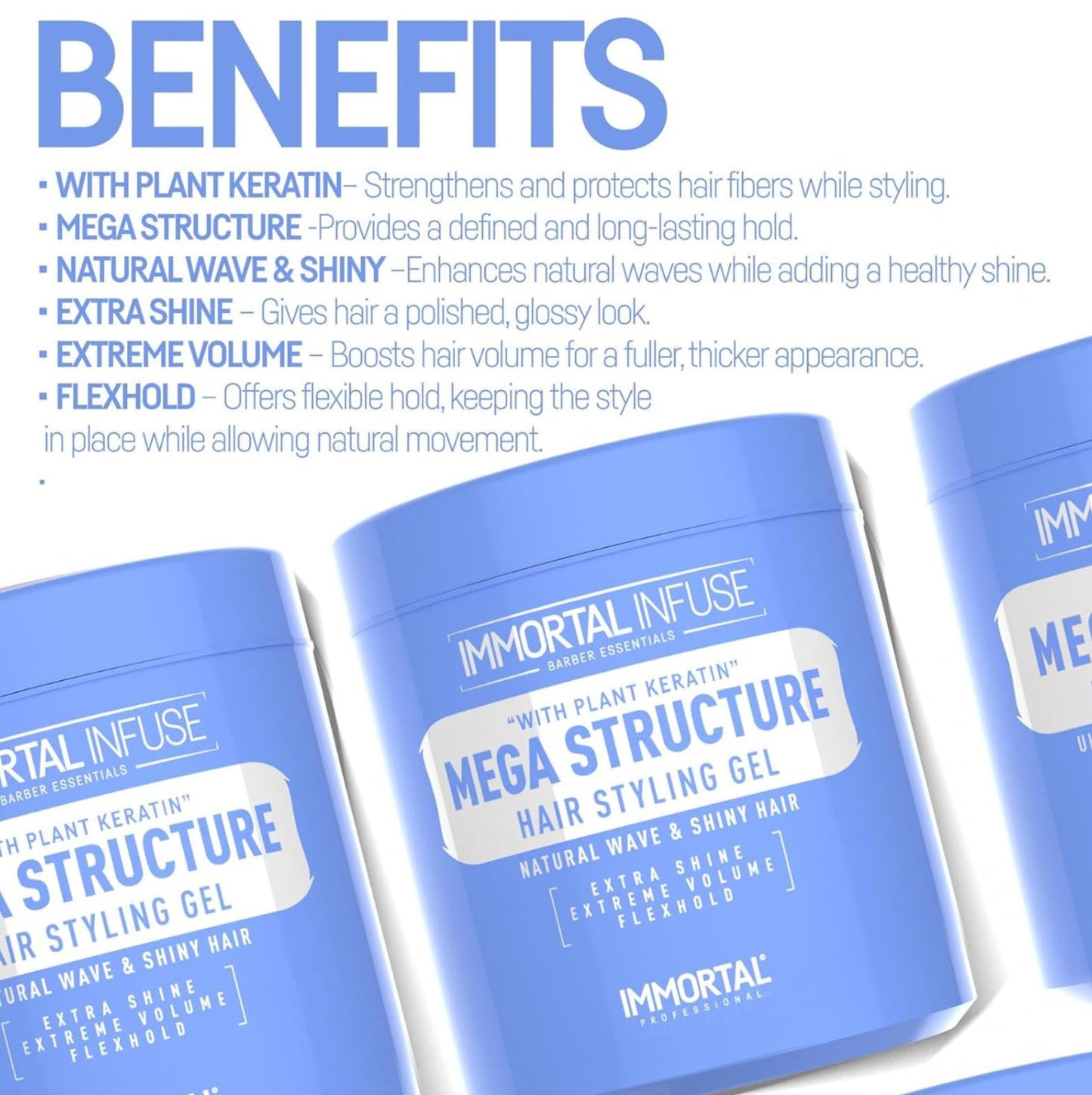 Mega Fixation Hair Styling Gel with Argan Oil - Long Lasting Hold & Volume 500ml