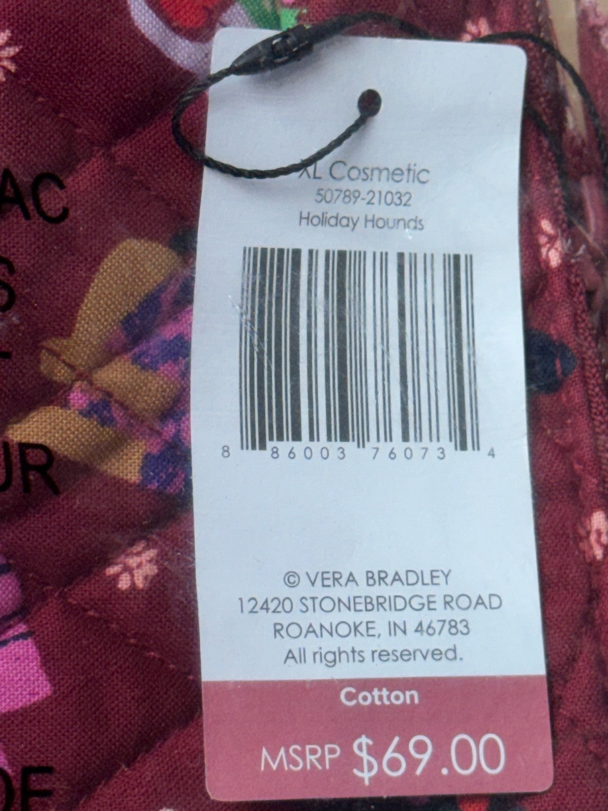 Vera Bradley Cosmetic Bag Holiday Hounds Dogs NWT