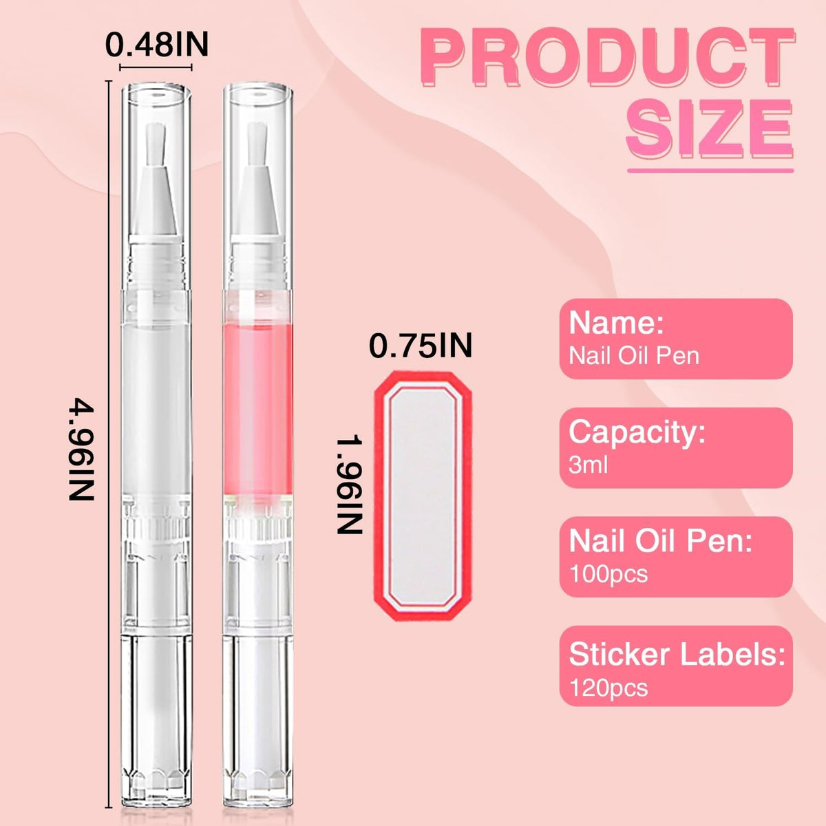 Nail Oil Pen Set 100pcs 3ml Empty Cuticle Oil Twist Pens with Labels