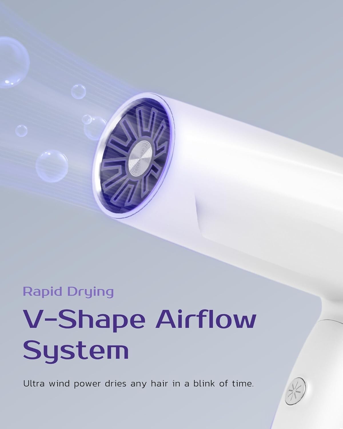 Cordless Travel Ionic Hair Dryer with Diffuser & Multiple Heat Modes