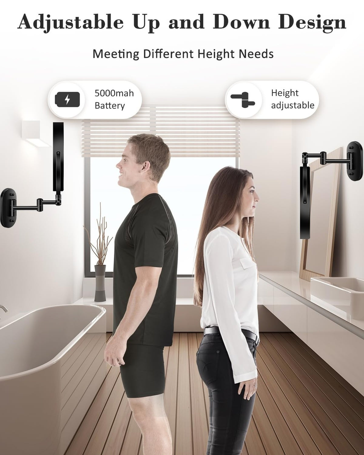 20X 9-Inch Wall Mounted Magnifying Makeup Mirror with Light & Adjustable Height