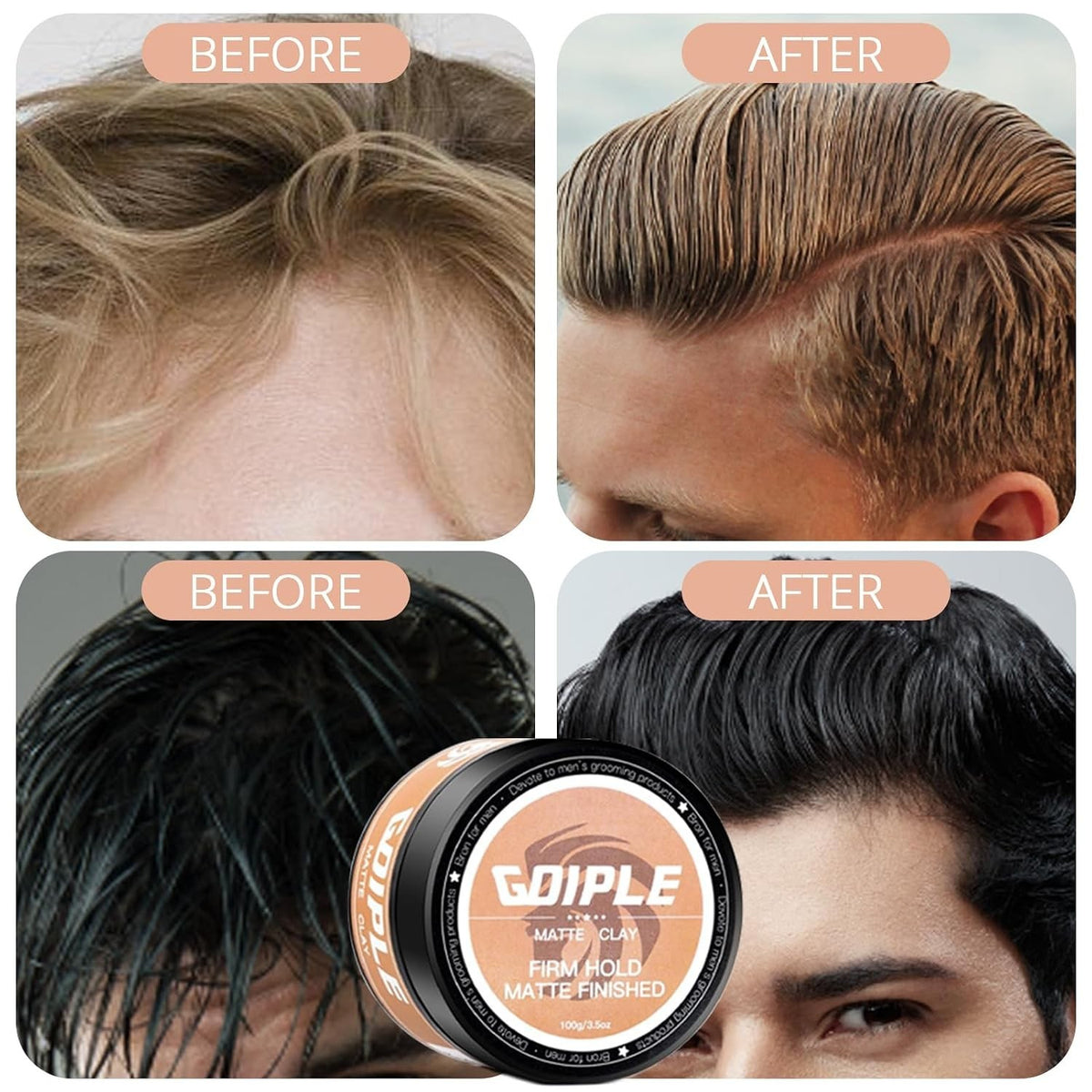 Organic Matte Hair Paste for Men - 100g Clay Pomade with Firm Hold