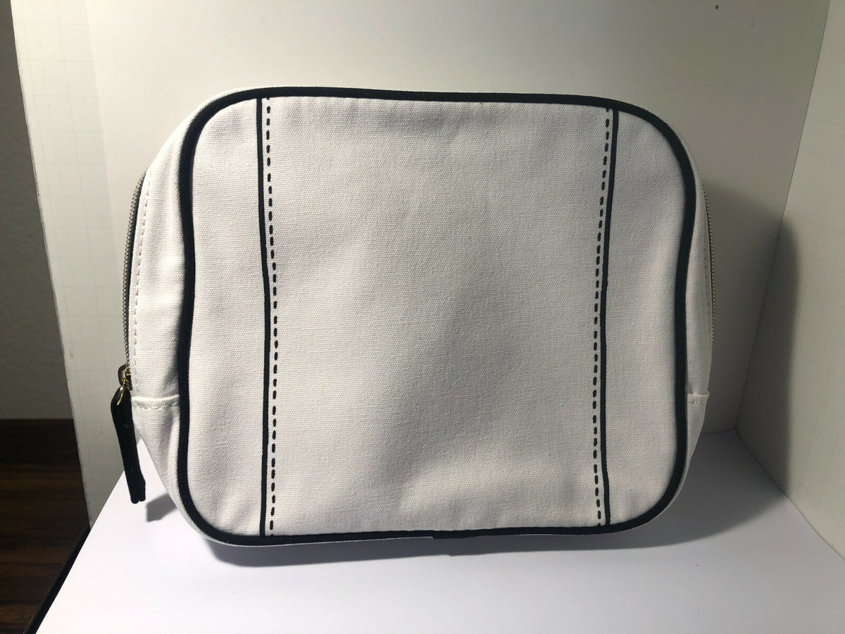 Estée Lauder White Belt Design Makeup Cosmetic Travel Pouch Bag 7x6x2 Inch