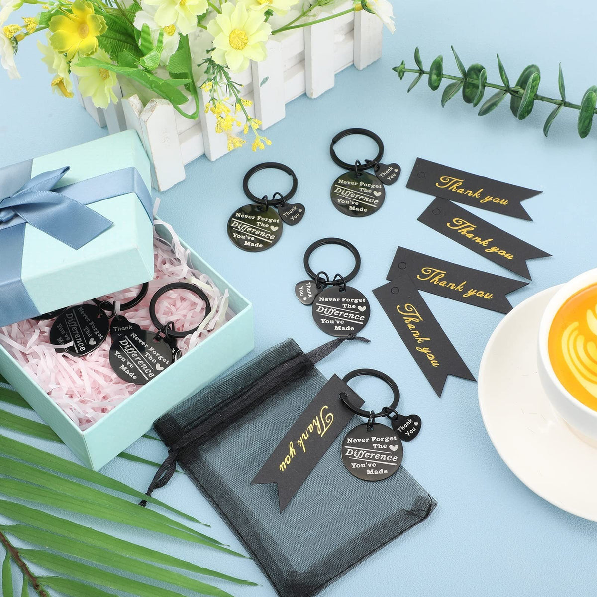 Employee Appreciation Keychain Bulk Set - 36 Heart & Round Stainless Steel Gifts