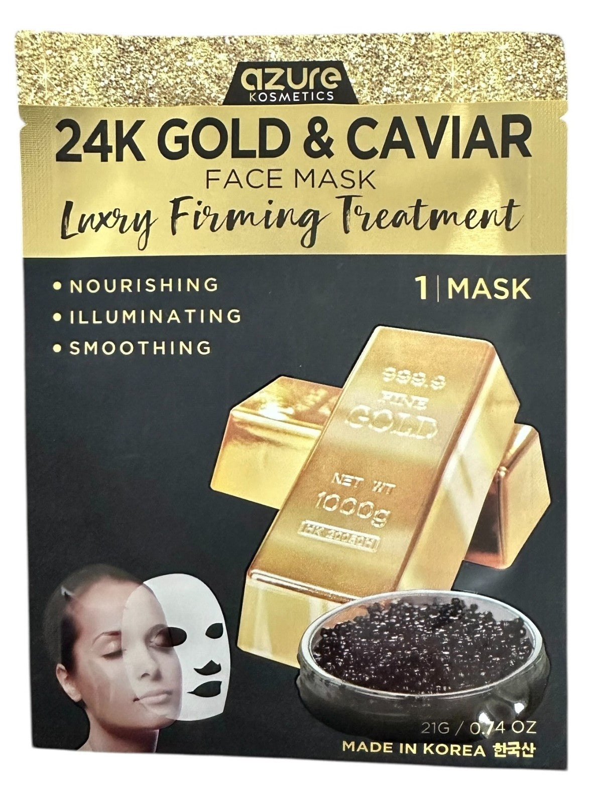 24K Gold & Caviar Face Mask & Rose Gold Under-Eye Pads - 8pc Bundle