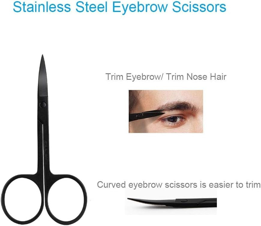5-in-1 Eyebrow Grooming Kit - Stainless Steel Tweezers, Scissors, Razor