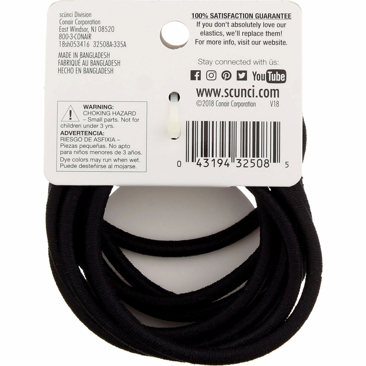 Scunci No Damage Thick Hair Elastics, Brown, 10 Ct