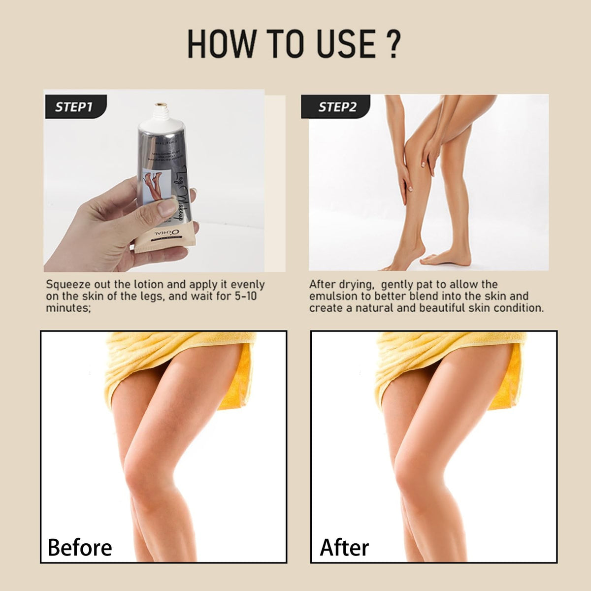 Waterproof Leg Makeup Cream - Natural, Light & Dark Shades, 3.4 Oz