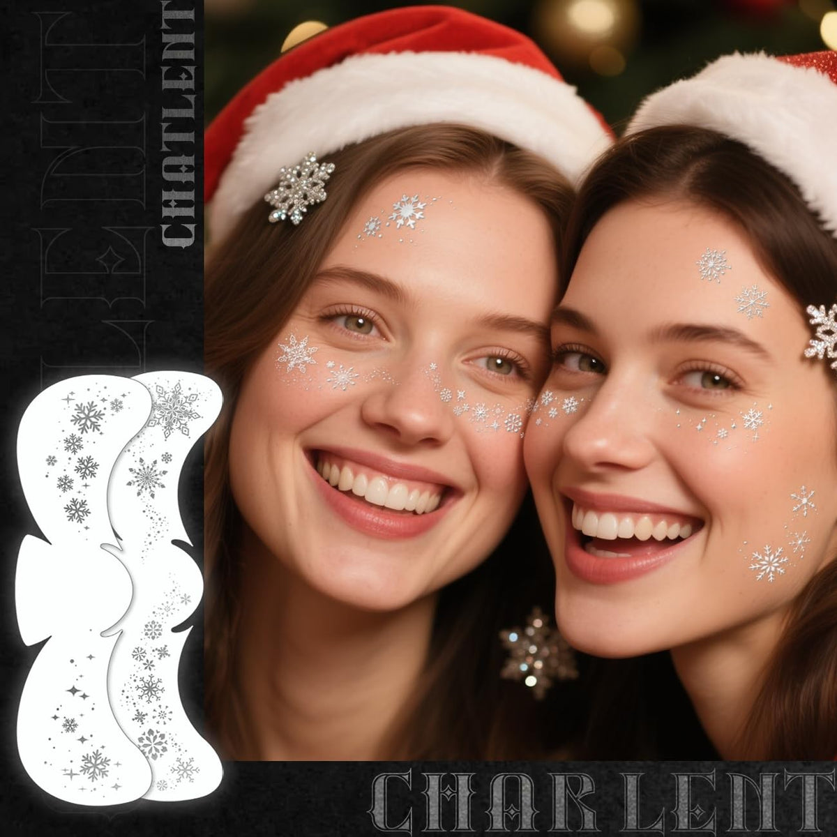 Glitter Snowflake Face Tattoos - 18 Sheets Silver Festive Freckles Makeup