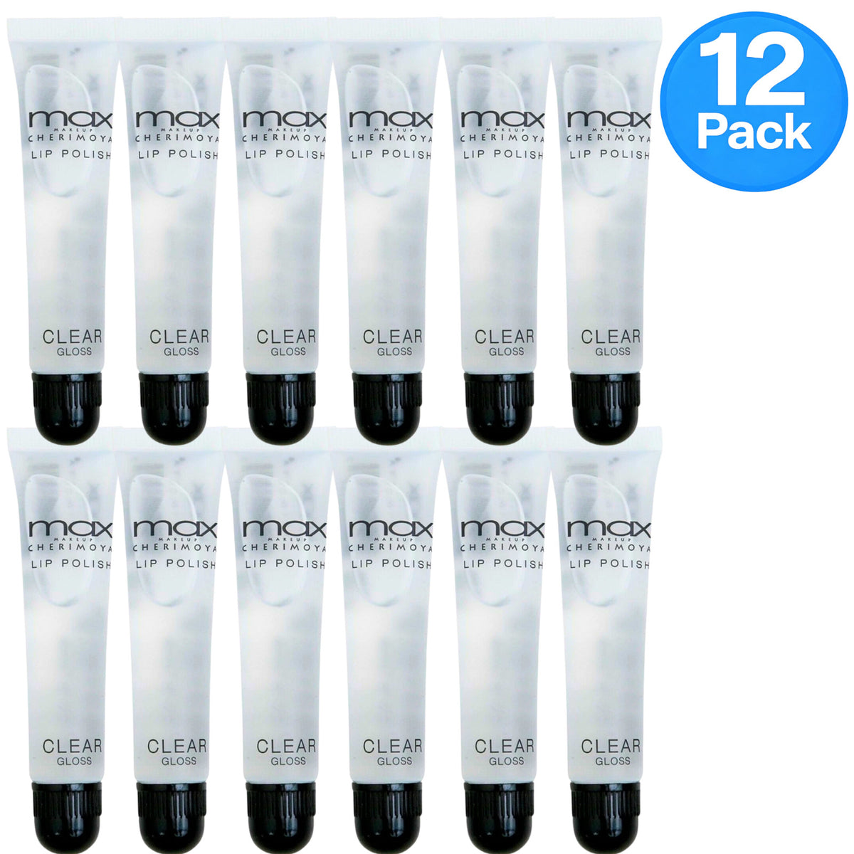 Clear Lip Gloss - Glass Shine, Non-Sticky, 12 Pack