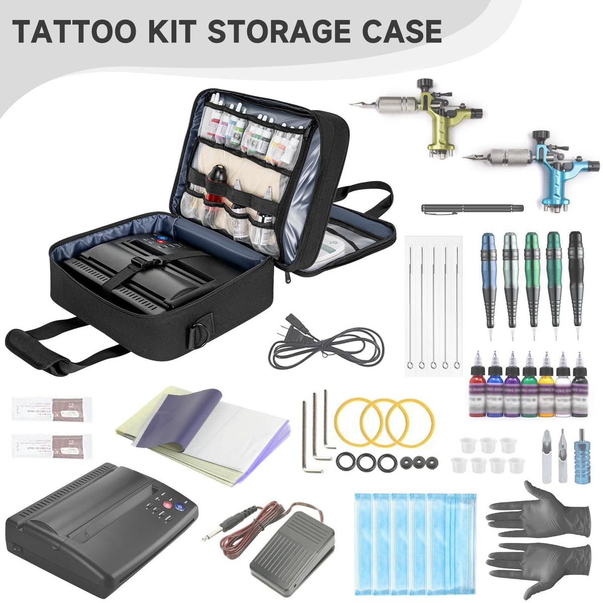 Tattoo Equipment Organizer Case - Portable Travel Bag for Stencil Printer & Tools
