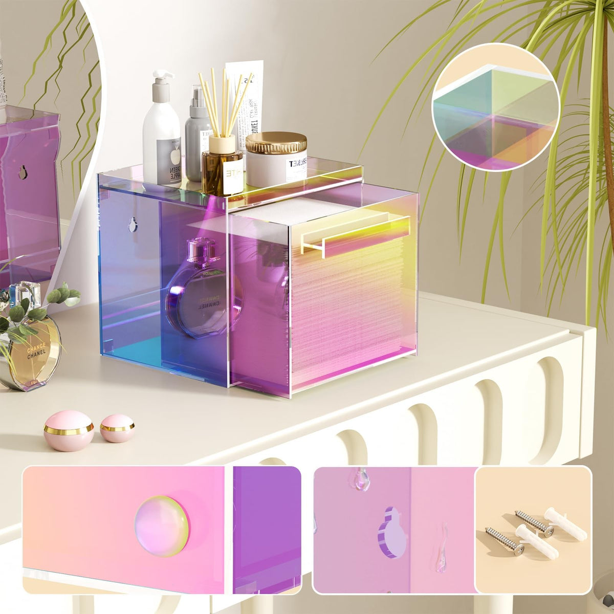 Wall-Mounted Acrylic Towel Storage Box for Disposable Facial Towels